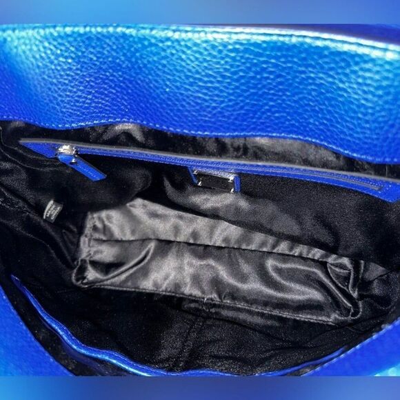 Milly Allie Cobalt Blue Pebbled Leather Bag Tortoiseshell Chain Strap Gold Lock - Picture 5 of 5